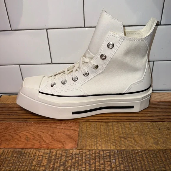 New Women's Converse Chuck 70 De Luxe Squared Hi Sneakers Egret White - A06436C - Picture 4 of 6